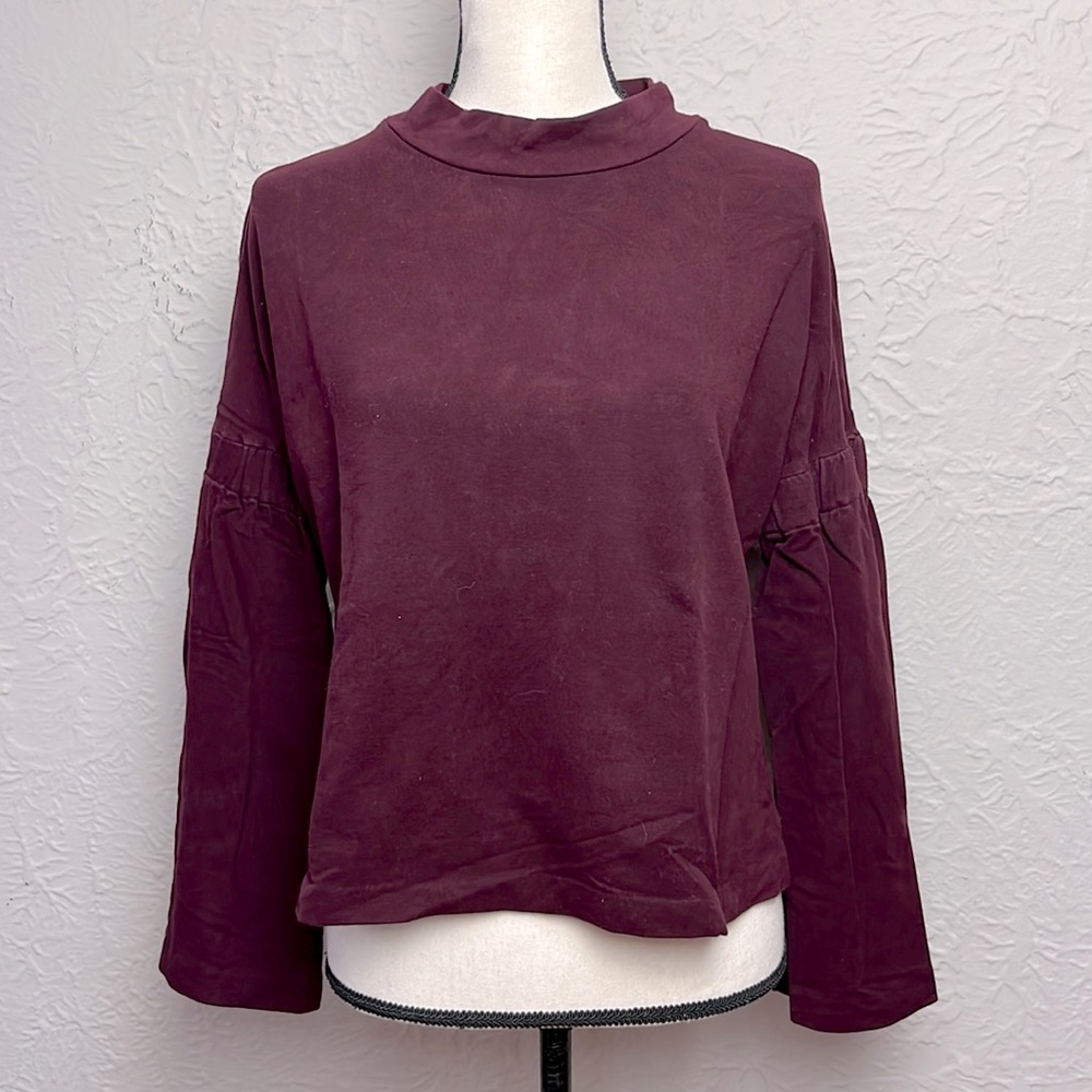 Two By Vince Camuto High Neck Bell Sleeve Top